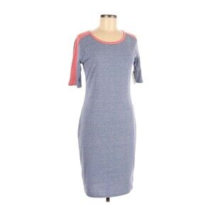 Lularoe Dress Womens Small Blue Red Casual 1/2 Sleeve Solid Heathered New